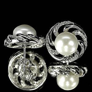 6.58 G. New Design Natural White Pearl Jewelry Sterling Silver Earring