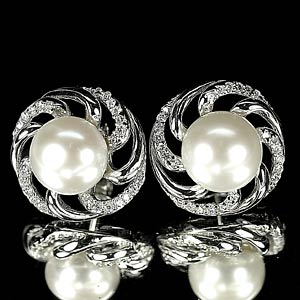 6.53 G. Natural White Pearl Jewelry Sterling Silver Earrings