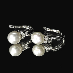 4.86 G. Seductive Natural White Pearl Jewelry Sterling Silver Earring