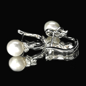 4.92 G. Seductive Natural White Pearl Jewelry Sterling Silver Earring