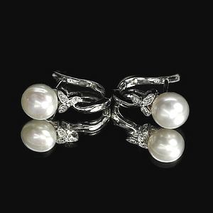 4.94 G. Seductive Natural White Pearl Jewelry Sterling Silver Earring