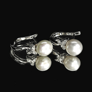 4.86 G. Ravishing Natural White Pearl Jewelry Sterling Silver Earring