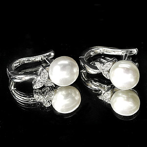 4.78 G. Attractive Natural White Pearl Jewelry Sterling Silver Earring