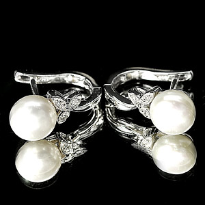 5.02 G. Attractive Natural White Pearl Jewelry Sterling Silver Earring
