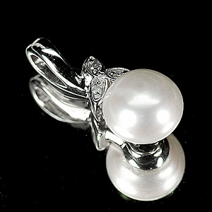 1.92 G. Ravishing Natural White Pearl Jewelry Sterling Silver Pendent