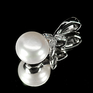 1.96 G. Beautiful Natural White Pearl Jewelry Sterling Silver Pendent