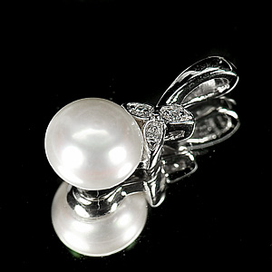 1.97 G. Beautiful Natural White Pearl Jewelry Sterling Silver Pendent