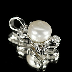 2.39 G. Attractive Natural White Pearl Jewelry Sterling Silver Pendent