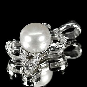 2.50 G. Alluring Natural White Pearl Jewelry Sterling Silver Pendent
