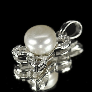 2.44 G. Attractive Natural White Pearl Jewelry Sterling Silver Pendant