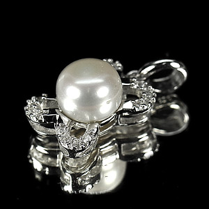 2.49 G. Attractive Natural White Pearl Jewelry Sterling Silver 925 Pendant