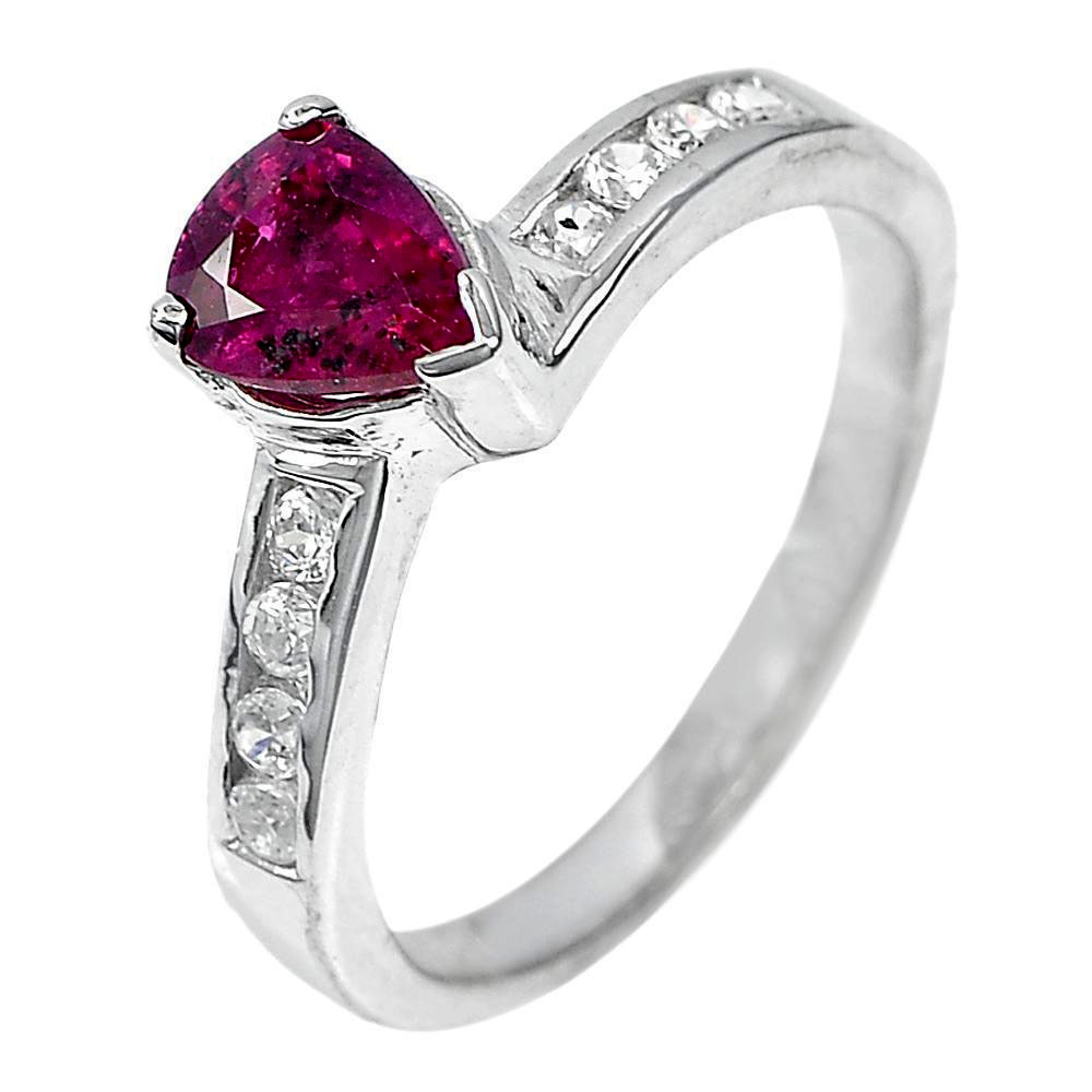 1.31 Ct. Pear Shape Gem Natural Red Ruby Real 925 Sterling Silver Ring Size 7