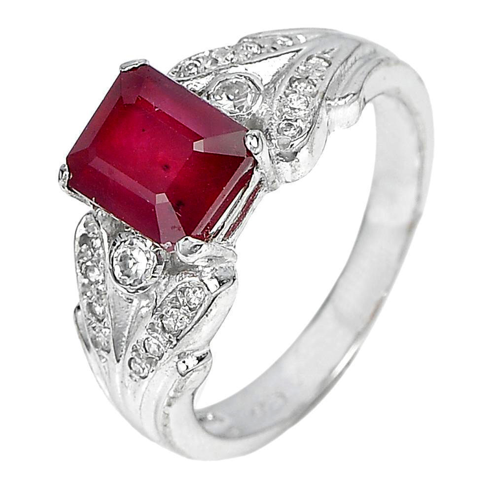 3.55 Ct. Octagon Shape Natural Red Ruby 925 Sterling Silver Jewelry Ring Size 7