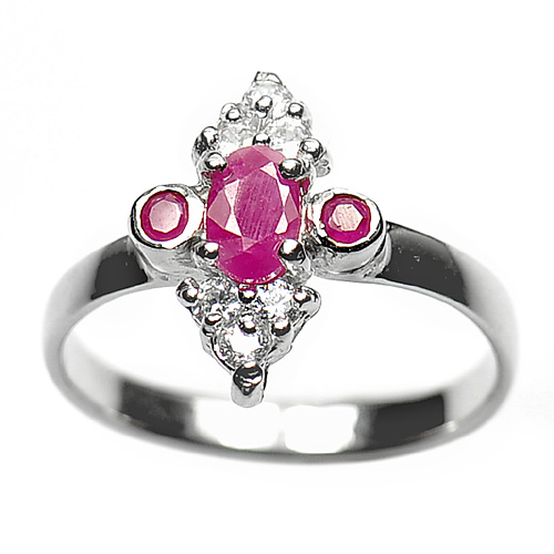 2.51 G. Natural Purplish Pink Ruby 925 Sterling Silver Ring Jewelry Size 7.5