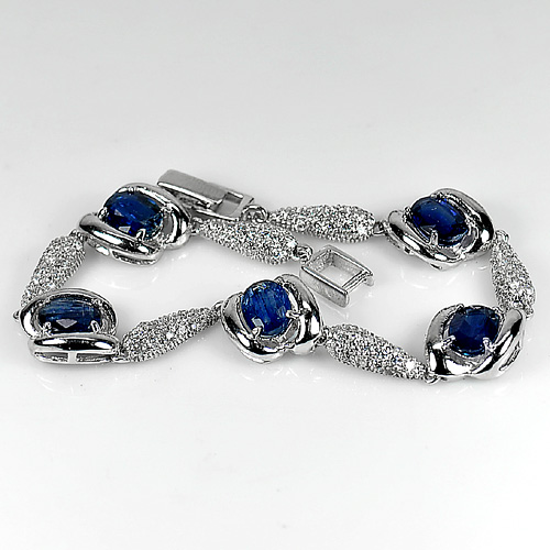 Beautiful Natural Kyanite 925 Sterling Silver Jewelry Bracelet Length 7.5 Inch.