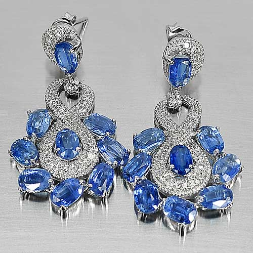 8.66 G. Beautiful Gems Natural Kyanite 925 Silver Jewelry Earrings