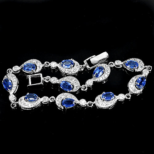 10.19 G. Natural Kyanite 925 Silver Jewelry Bracelet Length 8 Inch.