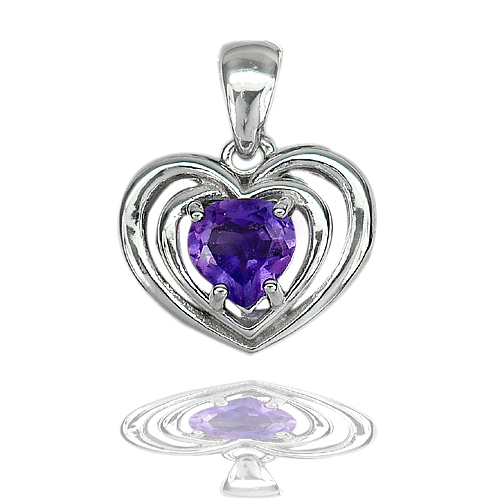 2.71 G. Pear Shape Natural Gems Purple Amethyst Real 925 Sterling Silver Pendant