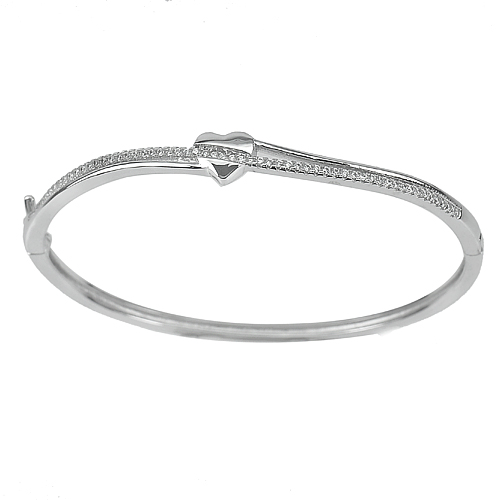 30.00 G. 3 Pcs. Size 56 Mm. White Gold Plated Real 925 Sterling Silver Bangle