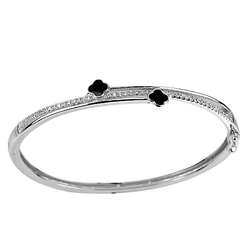 30.00 G. 3 Pcs. Size 55 Mm. White Gold Plated Real 925 Sterling Silver Bangle