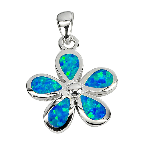 8.20 G. 3 Pcs. Real 925 Sterling Silver Multi Color Blue Created Opal Pendant