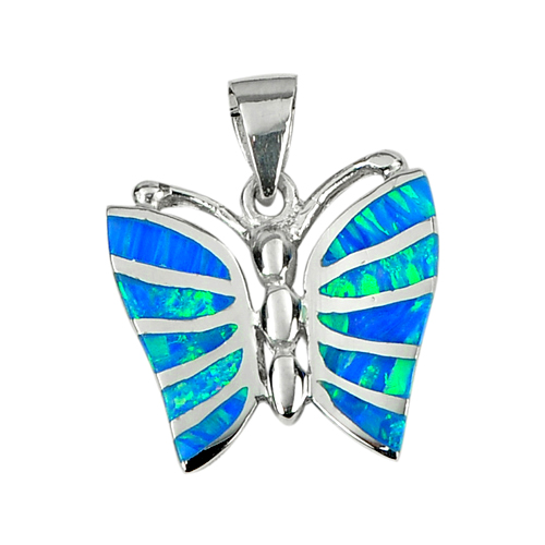 8.01 G. 3 Pcs. Real 925 Sterling Silver Multi Color Blue Created Opal Pendant