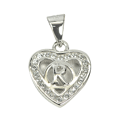 2.89 G. 3 Pcs.Wholesale Letter R Design With CZ Real 925 Sterling Silver Pendant