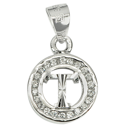 2.83 G. 3 Pcs.Wholesale Letter T Design With CZ Real 925 Sterling Silver Pendant
