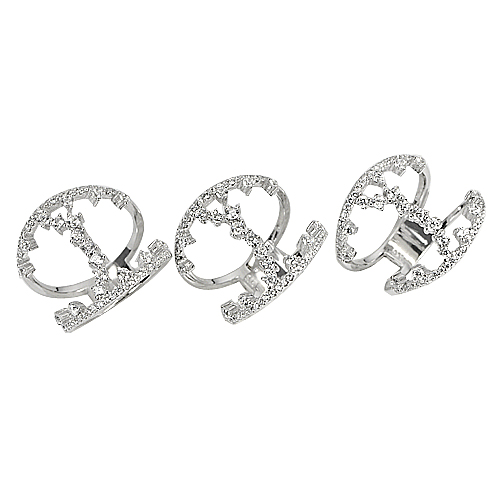 11.55 G.3 Pcs. Wholesale Round  White CZ Real 925 Sterling Silver Ring Size 7