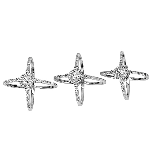 11.94 G. 3 Pcs. Wholesale Pear White CZ Real 925 Sterling Silver Ring Size 8