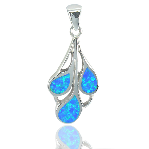Good Heart Design Created Multi Color Blue Opal 925 Sterling Silver Earrings