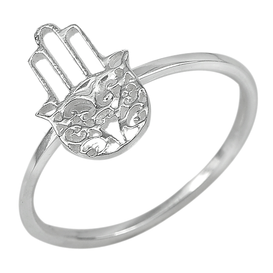 1.10 G. Hamsa Style Ring Real 925 Sterling Silver Jewerly Size 7