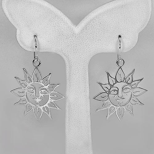 Fashion Design 925 Sterling Silver Sun Loop Earrings Jewelry