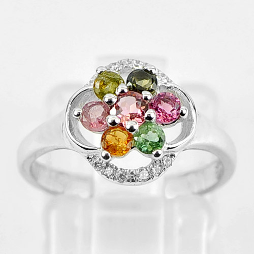 Alluring Natural Fancy Tourmaline 925 Sterling Silver Jewelry Ring Sz 5.5