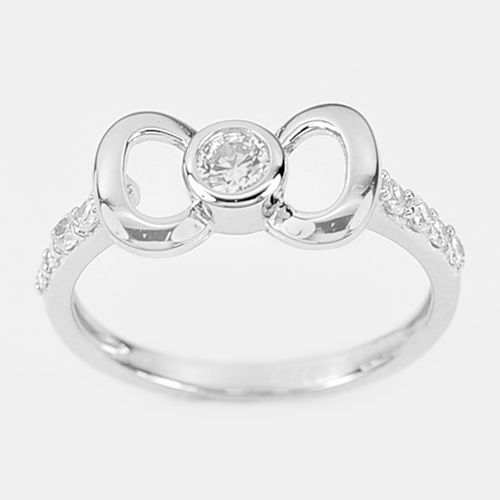 1.71 G.Beautiful Knot Design with White CZ Real 925 Sterling Silver Ring Size 7