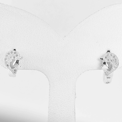 1 Pair Dolphin Design 925 Sterling Silver Jewelry Loop Earrings