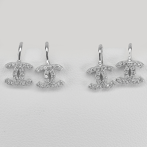 Lovely Fashion Design Round White CZ 925 Sterling Siver Earrings