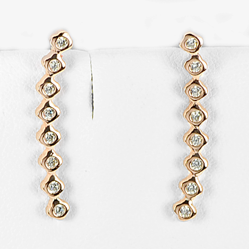 Lovely with Round White CZ Real 925 Sterling Siver Rose Gold Earrings