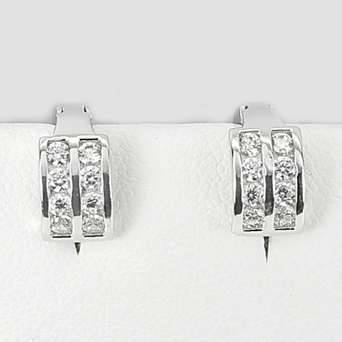 Attractive Design Round White CZ 925 Sterling Silver Jewelry Earrings