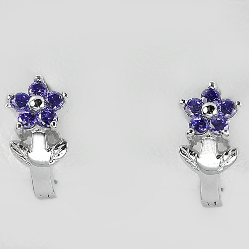 925 Sterling Silver Stud Earrings Jewelry Attractive Round Violet CZ