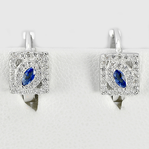 Good Color Design Marquise Blue CZ Jewelry 925 Sterling Silver Earrings
