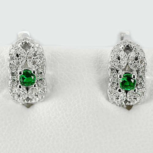 Good Color Design Green CZ 925 Sterling Silver Earrings Jewelry