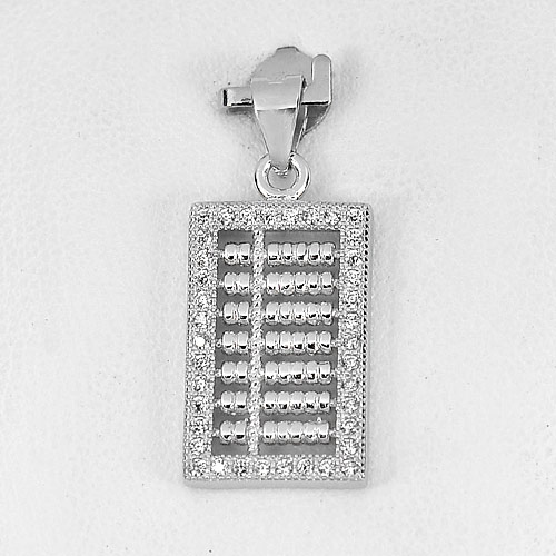 1.96 G. Abacus in Baguette Design with CZ White Real 925 Sterling Silver Pendant