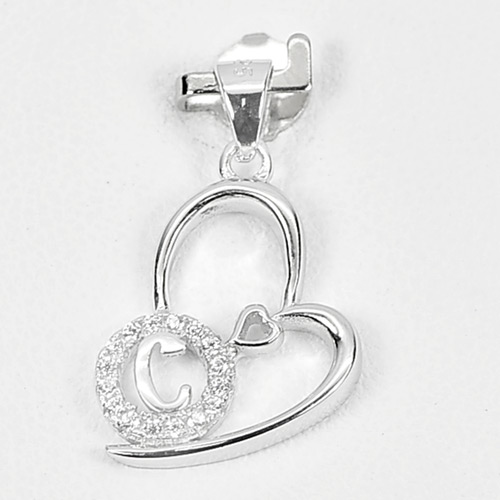 925 Sterling Silver Jewelry Initial Alphabet C in Heart Pendant