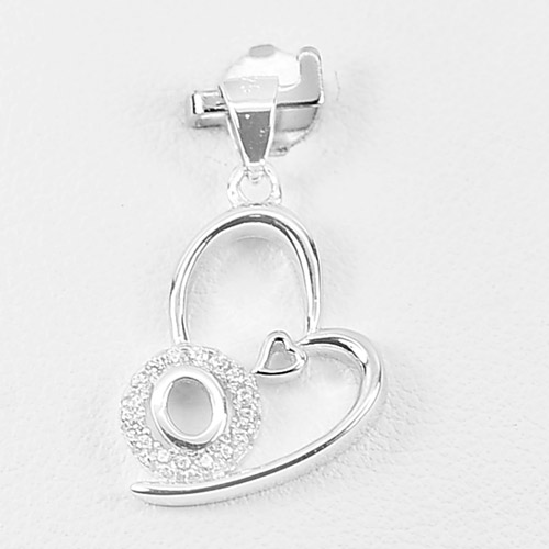 Initial Alphabet O in Heart Jewelry Real 925 Sterling Silver Pendant