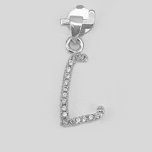 0.70 G. Alphabet L Round White CZ Real 925 Sterling Silver Jewelry Pendant