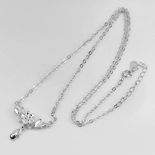Lovely Flower Design 990 Sterling Silver Necklace Length 18 Inch.