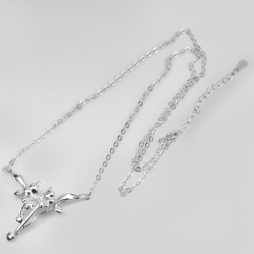 Nice Flower Design 990 Sterling Silver Necklace Length 17 Inch