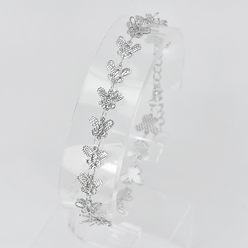 Real 925 Sterling Silver Butterfly Jewelry Bracelet Length 7 Inch.
