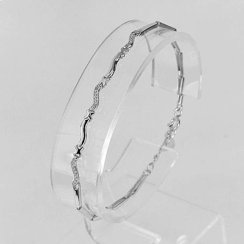 Wave Design 925 Silver Sterling Jewelry Bracelet Length 7 Inch.